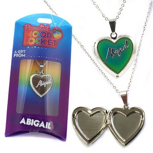 Colour Changing Personalised Mood Locket Necklace:- Abigail