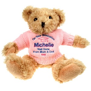 Light Brown Personalised Graduation Teddy Bear With Pink Jumper