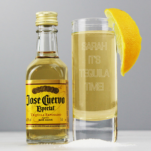 Tequila And Personalised Shot Glass - Text Only