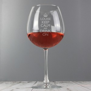  Keep Calm Bottle of Wine Personalised Glass