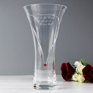 Infinity Personalised Glass Vase With Ruby Swarovski Elements