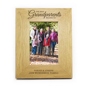 'The Best Grandparents' Personalised Oak Finish 4x6 Photo Frame