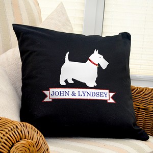 Scottie Dog Black Personalised Cushion Cover