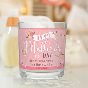 Floral Bouquet Personalised Mother's Day Scented Jar Candle