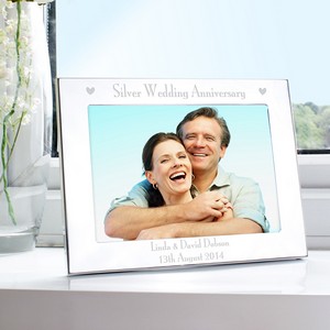  Silver 5x7 Silver Anniversary Landscape Personalised Photo Frame