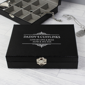 Large Cufflink Personalised Compartment Box