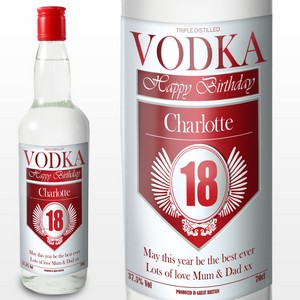 Birthday Red & Silver Personalised Vodka