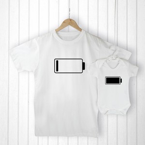 Daddy and Me Low Battery Personalised T-Shirt & Baby Grow Set