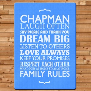 Family Rules Personalised Glass Chopping Board