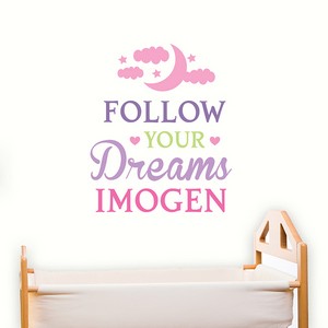 Follow Your Dreams Pink Personalised Wall Art