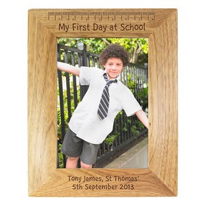 My First Day at School Personalised 5x7 Wooden Photo Frame