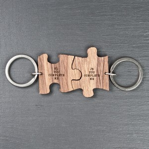 Romantic Jigsaw Personalised Keyring (You Complete Me)
